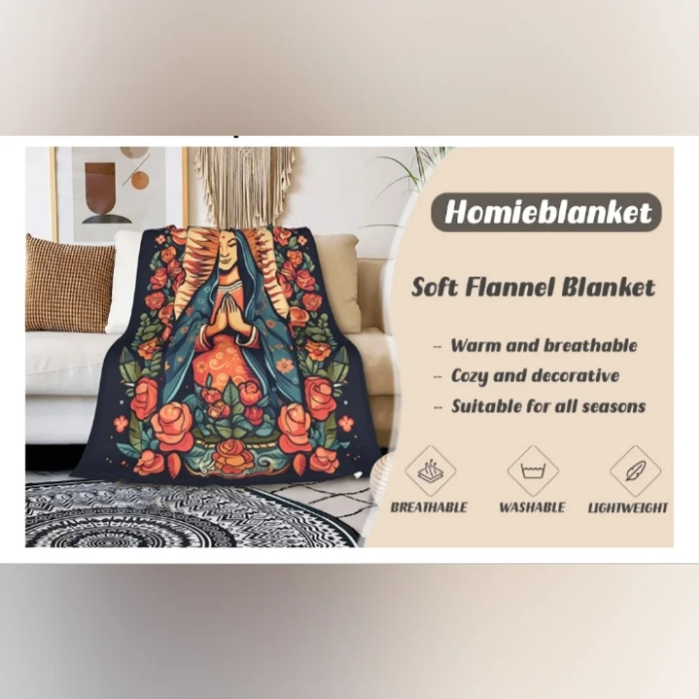 Homieblanket Virgin Mary Our Lady of Guadalupe Throw Blankets 40